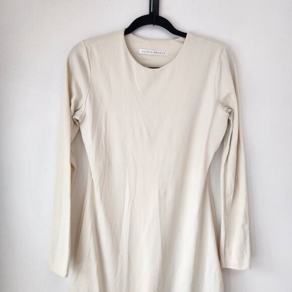 Susana Monaco Emma Dress Beige Dress Long Sleeve Bodycon Career Size L - Picture 4 of 6